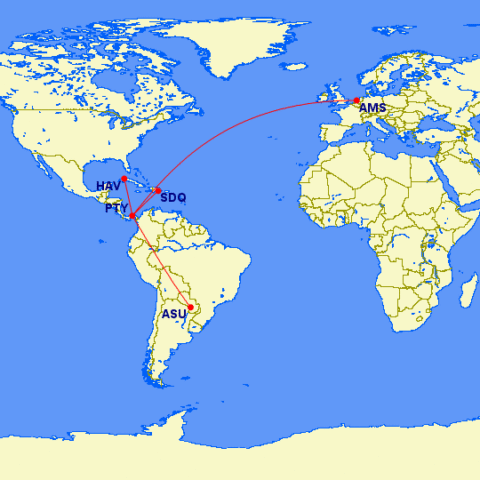 GreatCircleMapper uitbreiding codeshare KLM Copa Airlines