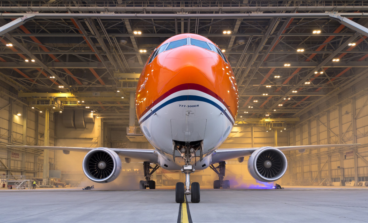 De Boeing 777 ‘Orange Pride’ van KLM