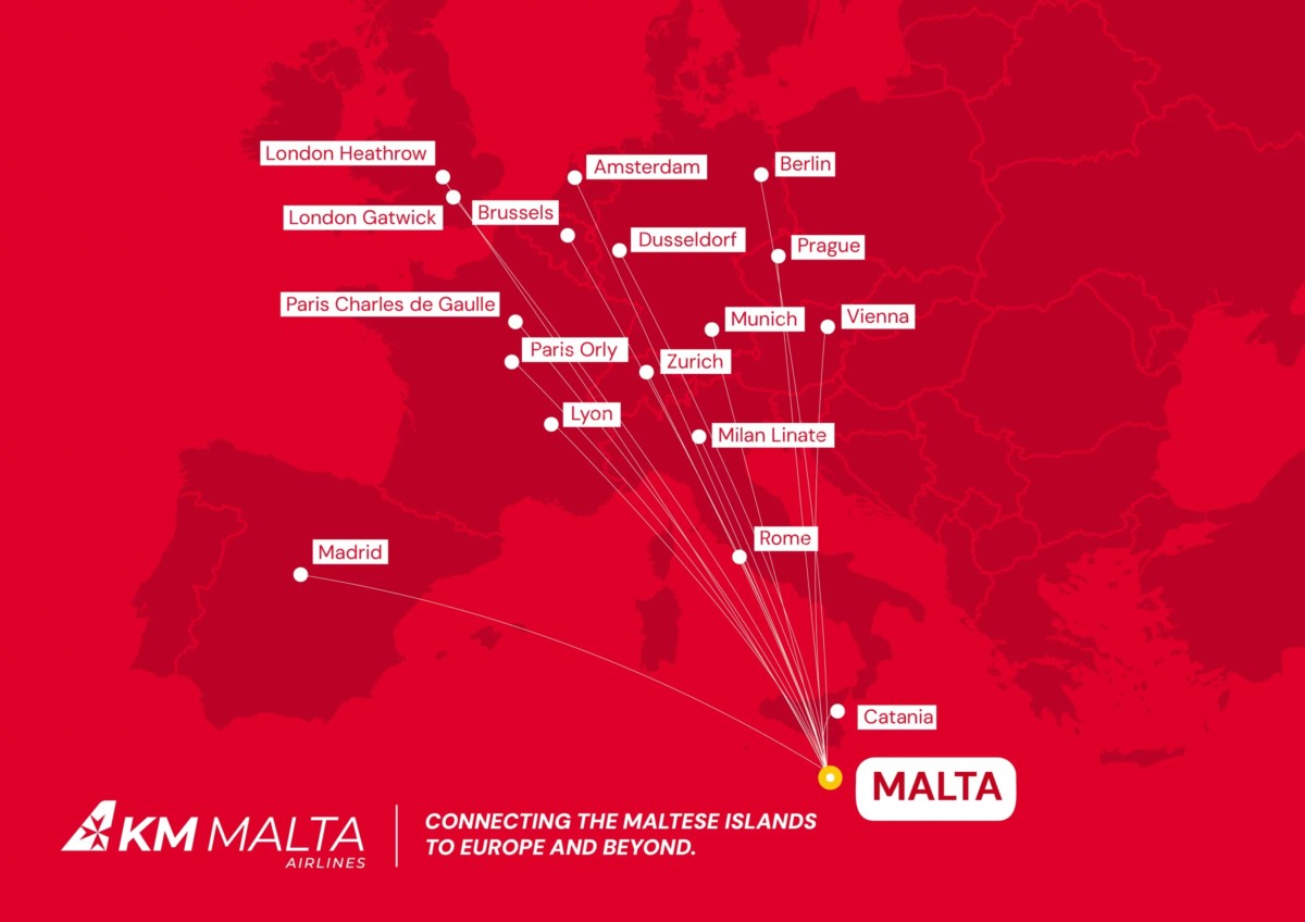 Routenetwerk KM Malta Airlines 2024