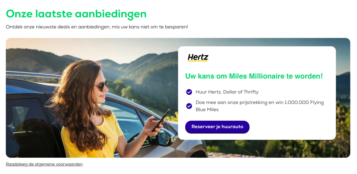 Win 1 miljoen Flying Blue miles bij Hertz