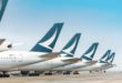 Cathay Pacific vliegtuigen op het platform