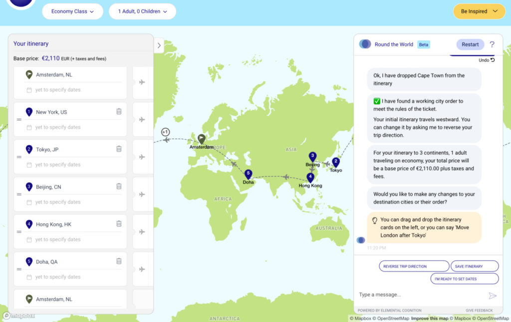 Oneworld Werelreis slimme AI tool