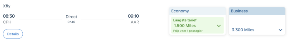 SAS Flying Blue Reward Ticket - CPH to AAR