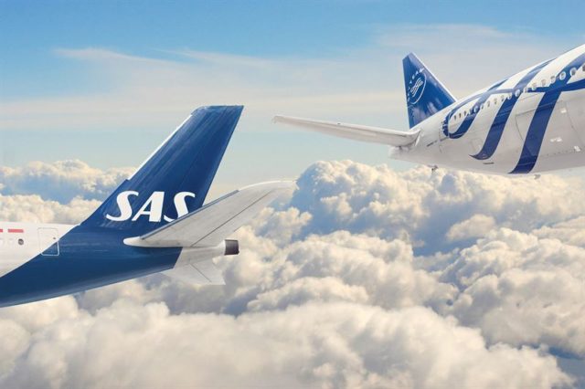 SAS en SkyTeam vliegtuig staart tail