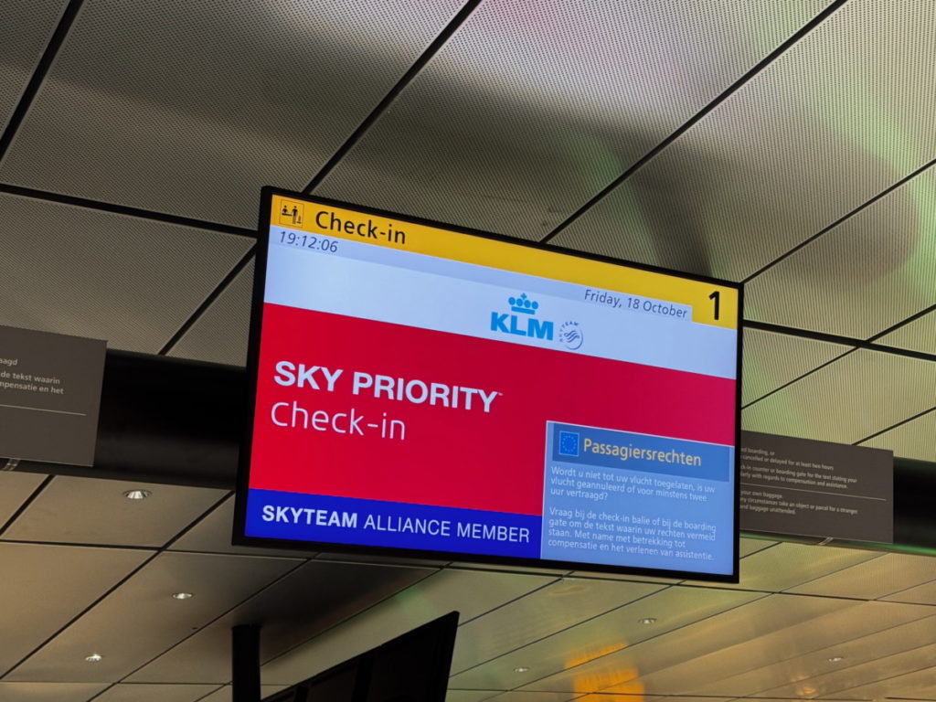 SkyPriority check-in desk op Schiphol