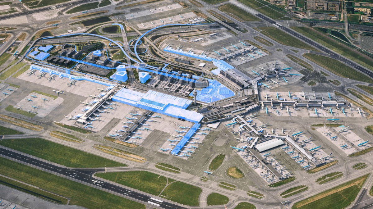 Amsterdam Airport Schiphol in 2050 visuele impressie