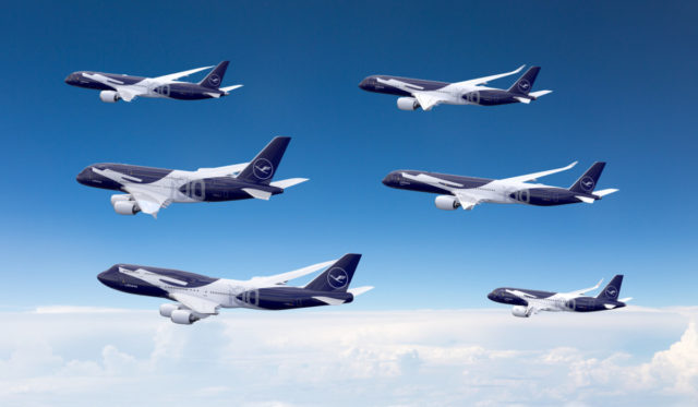 Zes toestellen met de Lufthansa Anniversary livery